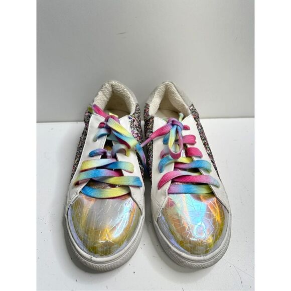 Steve Madden Girls Sneakers Jrize Sz 5 Multicolor Sequin Detailed Lace Up Style - Picture 2 of 11